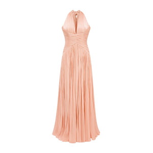 Aurohaya Térébenthine Pink Glossy Gathered Maxi Dress
