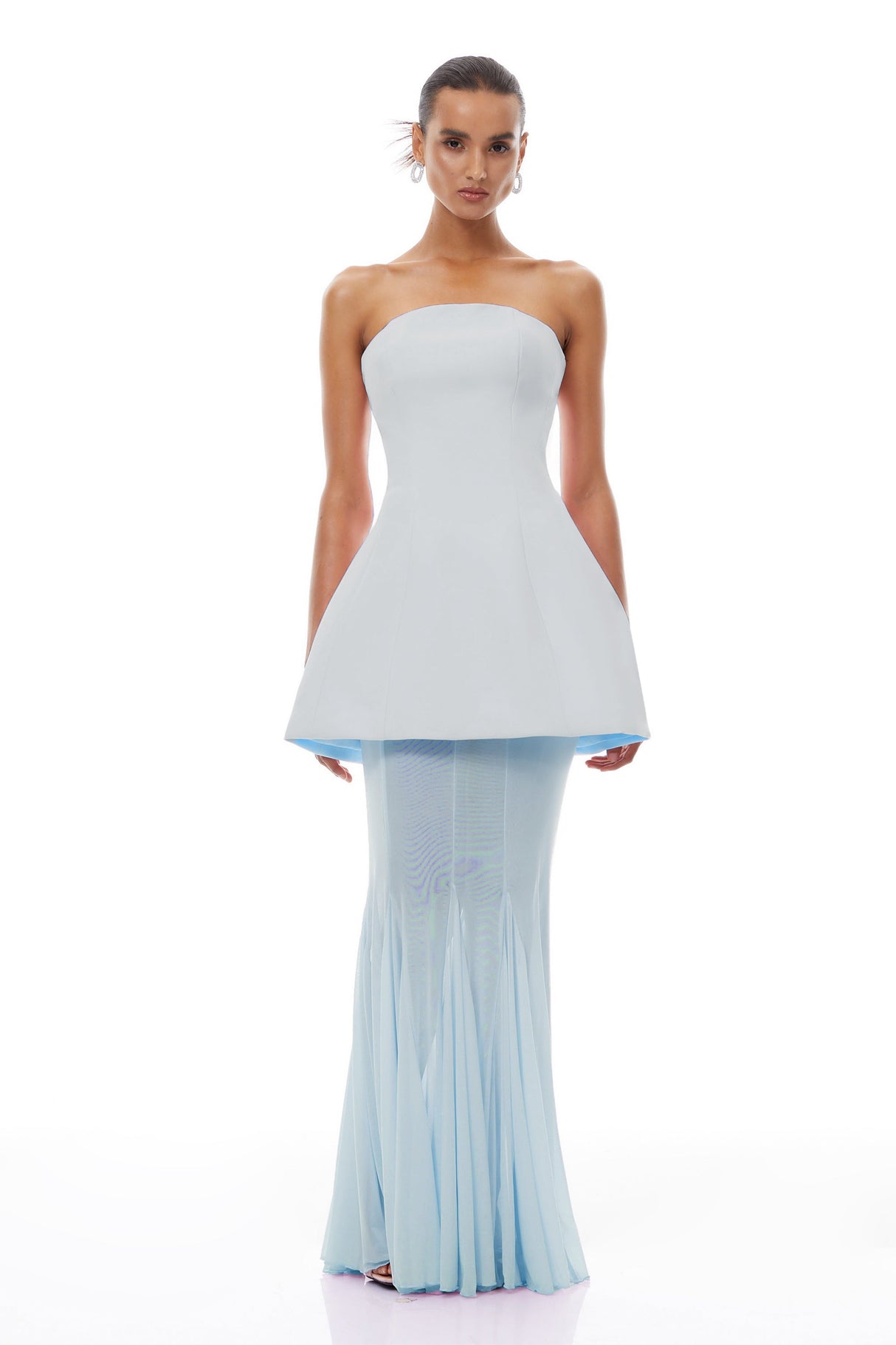 Aurohaya Mélanie Blue Corset Dress & Mesh Skirt Set