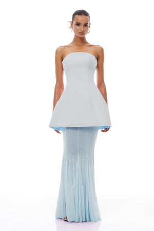 Aurohaya Mélanie Blue Corset Dress & Mesh Skirt Set