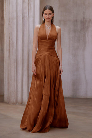 Aurohaya Verdelune Gathered Maxi Dress