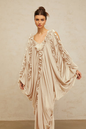 Aurohaya Aglaé ruffled-trim tulle maxi dress