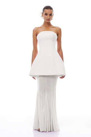 Aurohaya Mélanie White Corset Dress & Mesh Skirt Set