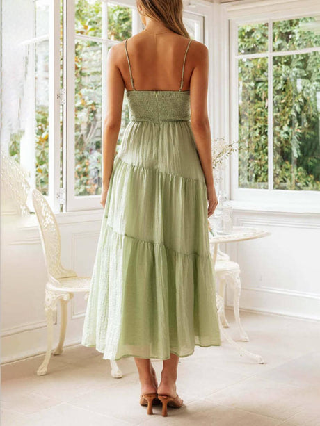 Aurohaya Backless Lace-Up Sleeveless Patchwork Slip Dress