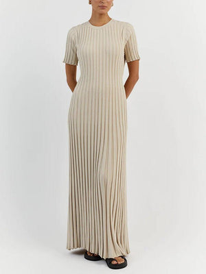 Aurohaya Fashion Knitted Casual Waist Midi Dress