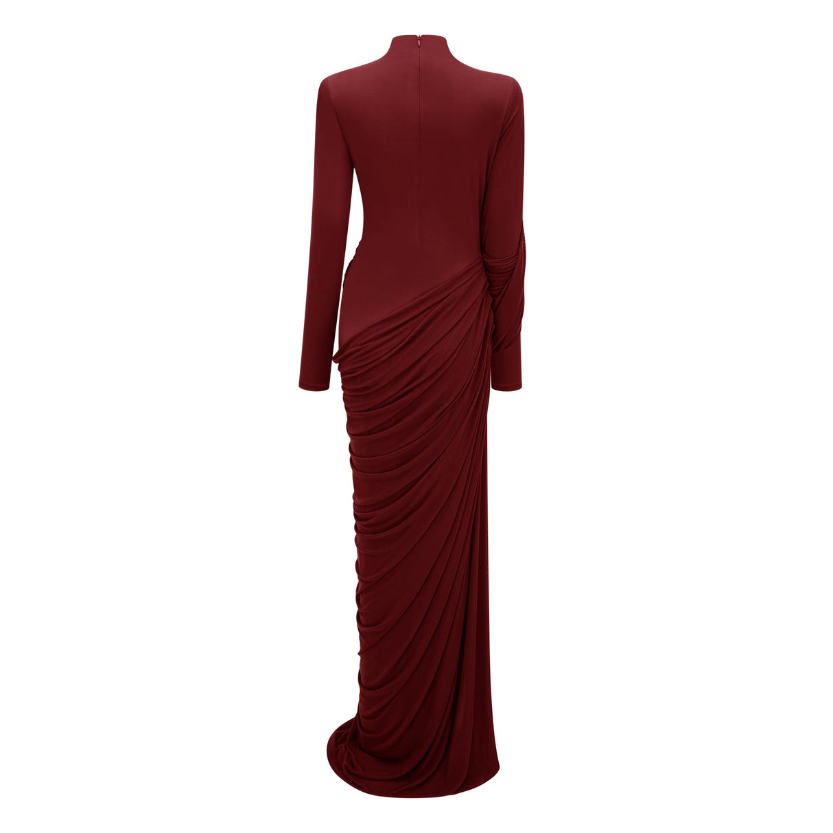 Aurohaya Arlette Red Asymmetrical Ruched Maxi Dress