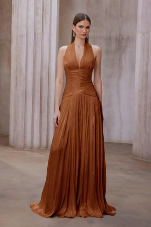 Aurohaya Verdelune Gathered Maxi Dress