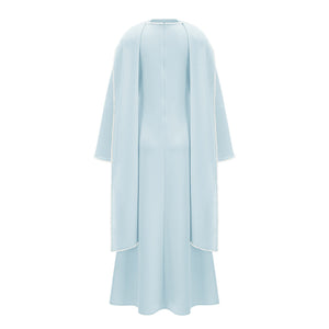 Aurohaya Piroska Blue Pearl Trim Shawl Detail Maxi Dress
