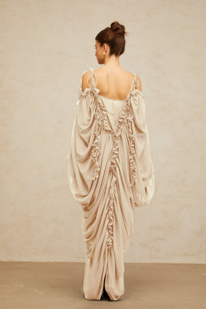 Aurohaya Aglaé ruffled-trim tulle maxi dress