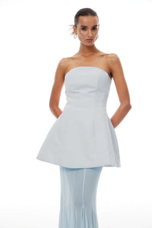Aurohaya Mélanie Blue Corset Dress & Mesh Skirt Set