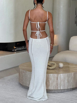 Aurohaya Sexy Backless Wrap Chest Midi Dress