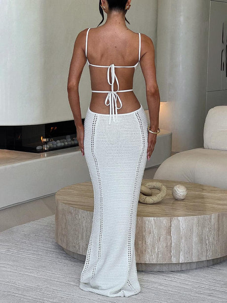 Aurohaya Sexy Backless Wrap Chest Midi Dress