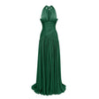Aurohaya Verdelune Emerald Green Gathered Maxi Dress Green