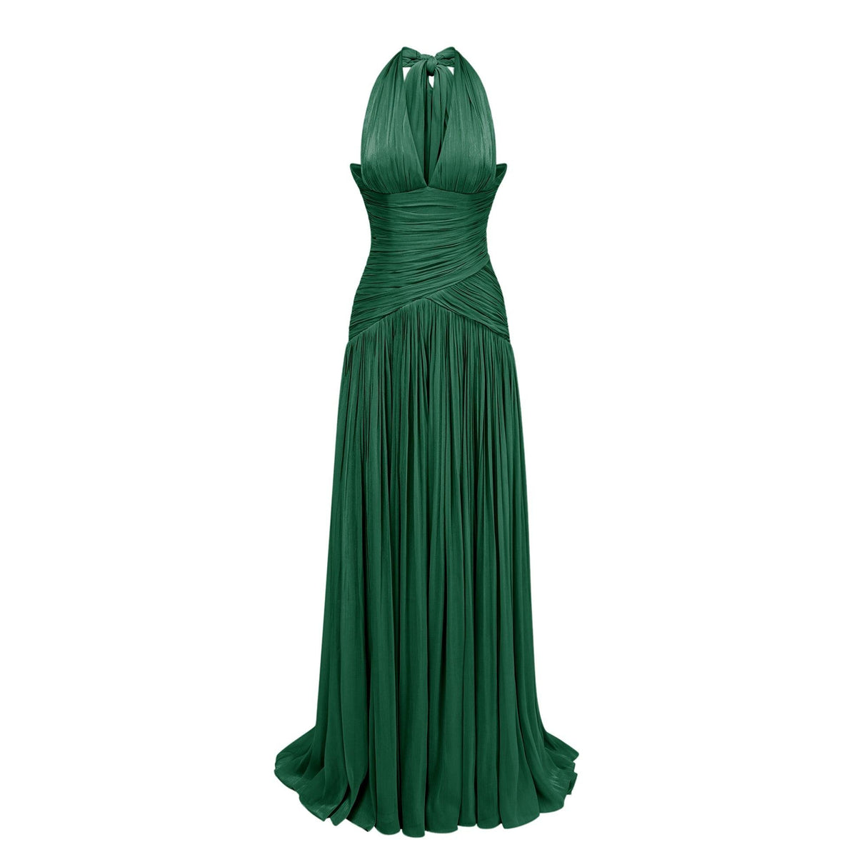 Aurohaya Verdelune Emerald Green Gathered Maxi Dress Green