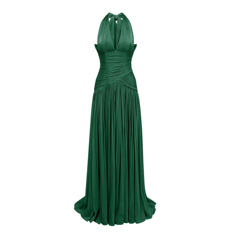 Aurohaya Verdelune Emerald Green Gathered Maxi Dress