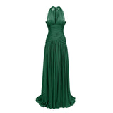 Verdelune Emerald Green Gathered Maxi Dress