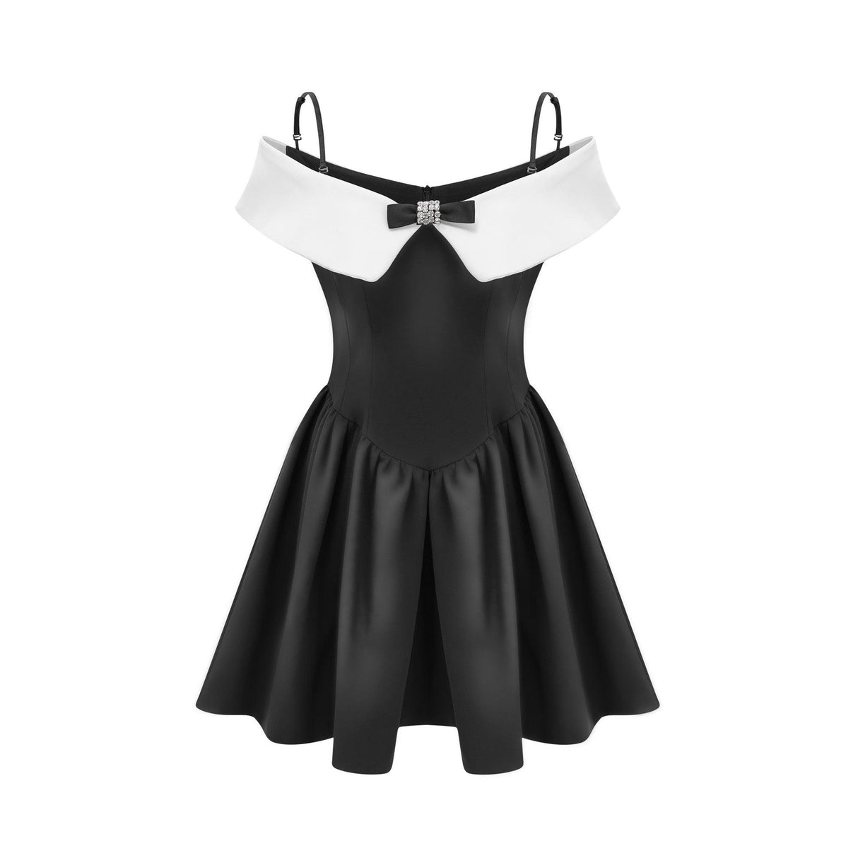 Aurohaya Deniece Black Off-The-Shoulder Mini Dress