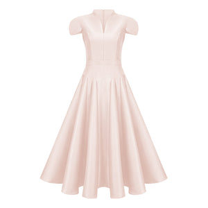 Aurohaya Aventin Pink Godet Design Midi Dress