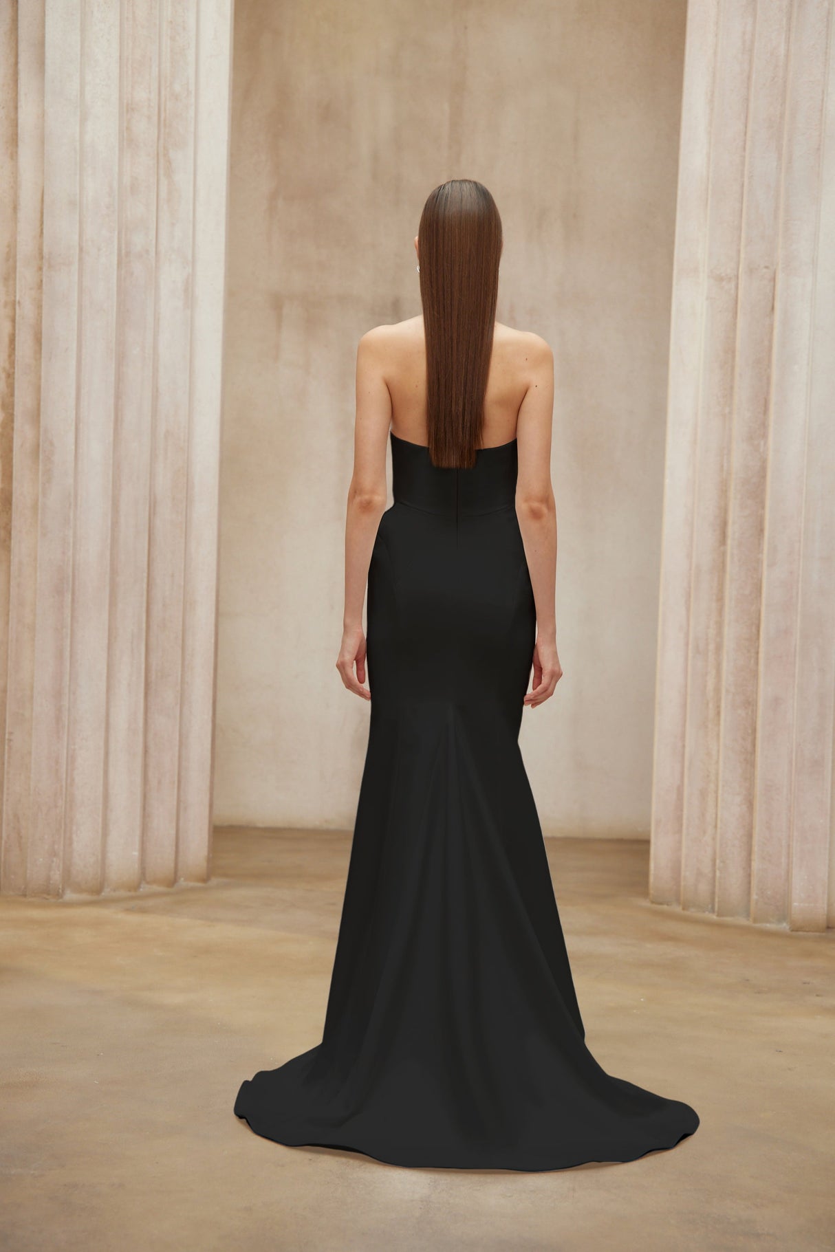 Aurohaya Alba Black Barrel Waist Corset Maxi Dress