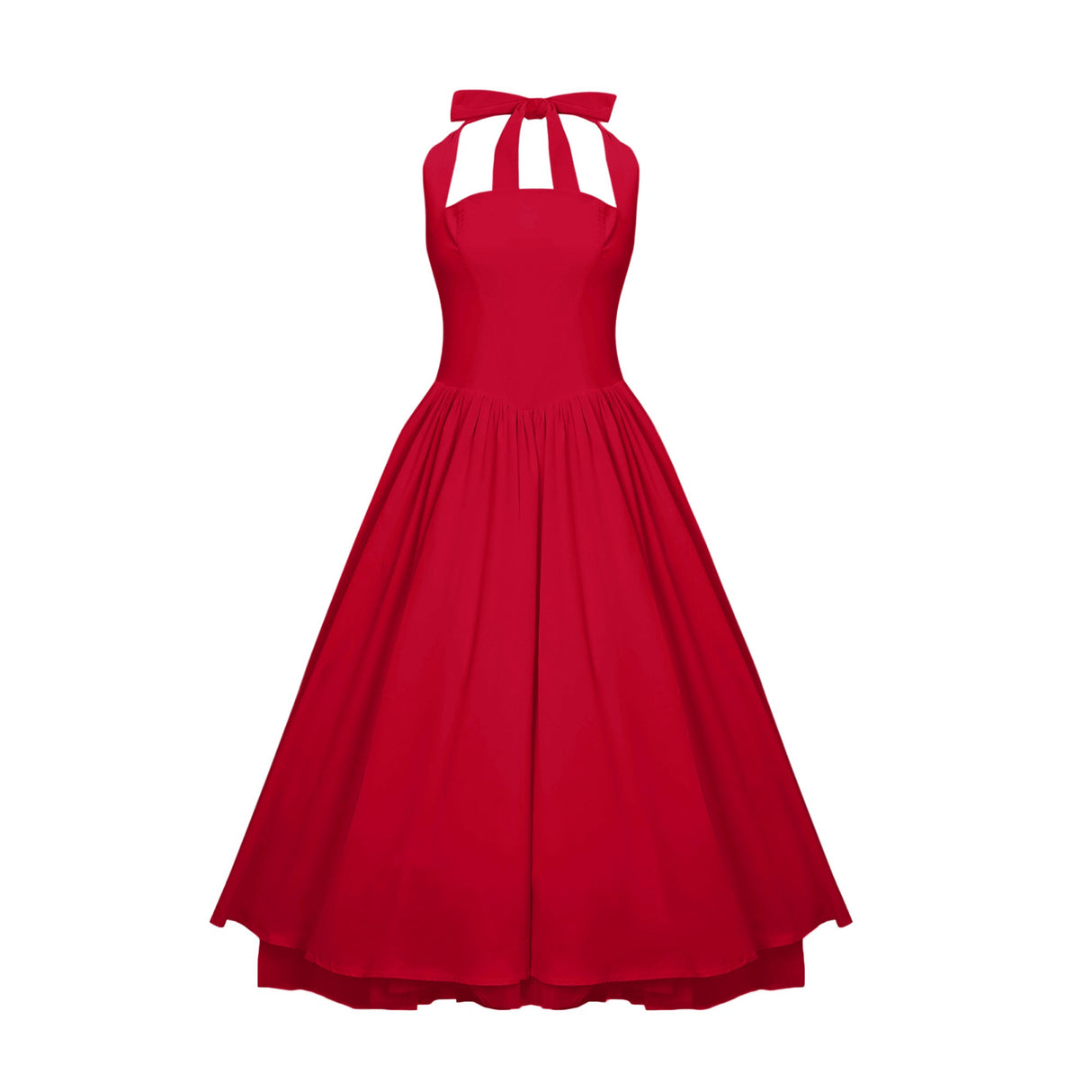 Aurohaya Eponine Red Layered Flared Hem Midi Dress