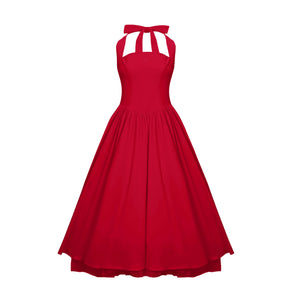 Aurohaya Eponine Red Layered Flared Hem Midi Dress