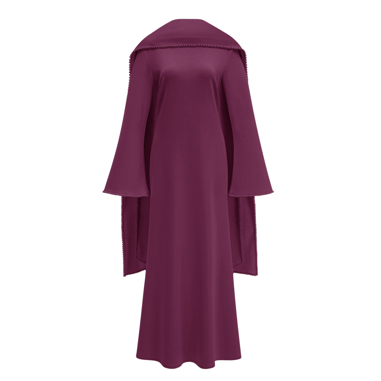 Aurohaya Piroska Purple Pearl Trim Shawl Detail Maxi Dress