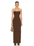 Aurohaya Brielle Strapless Bodycon Maxi Dress Brown