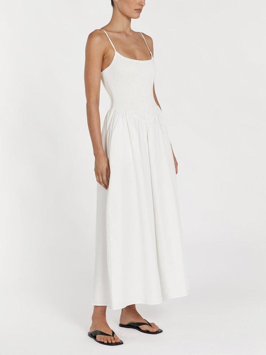 Aurohaya Fashionable Spaghetti Strap Solid Color Slit Midi Dress