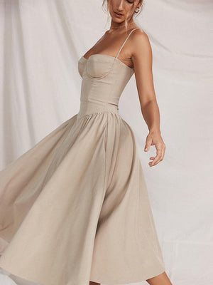 Aurohaya Sexy Sling Midi Dress