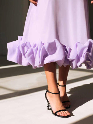 Aurohaya Flounce Bustier Midi Dress