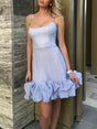 Aurohaya Flounce Bustier Mini Dress Blue