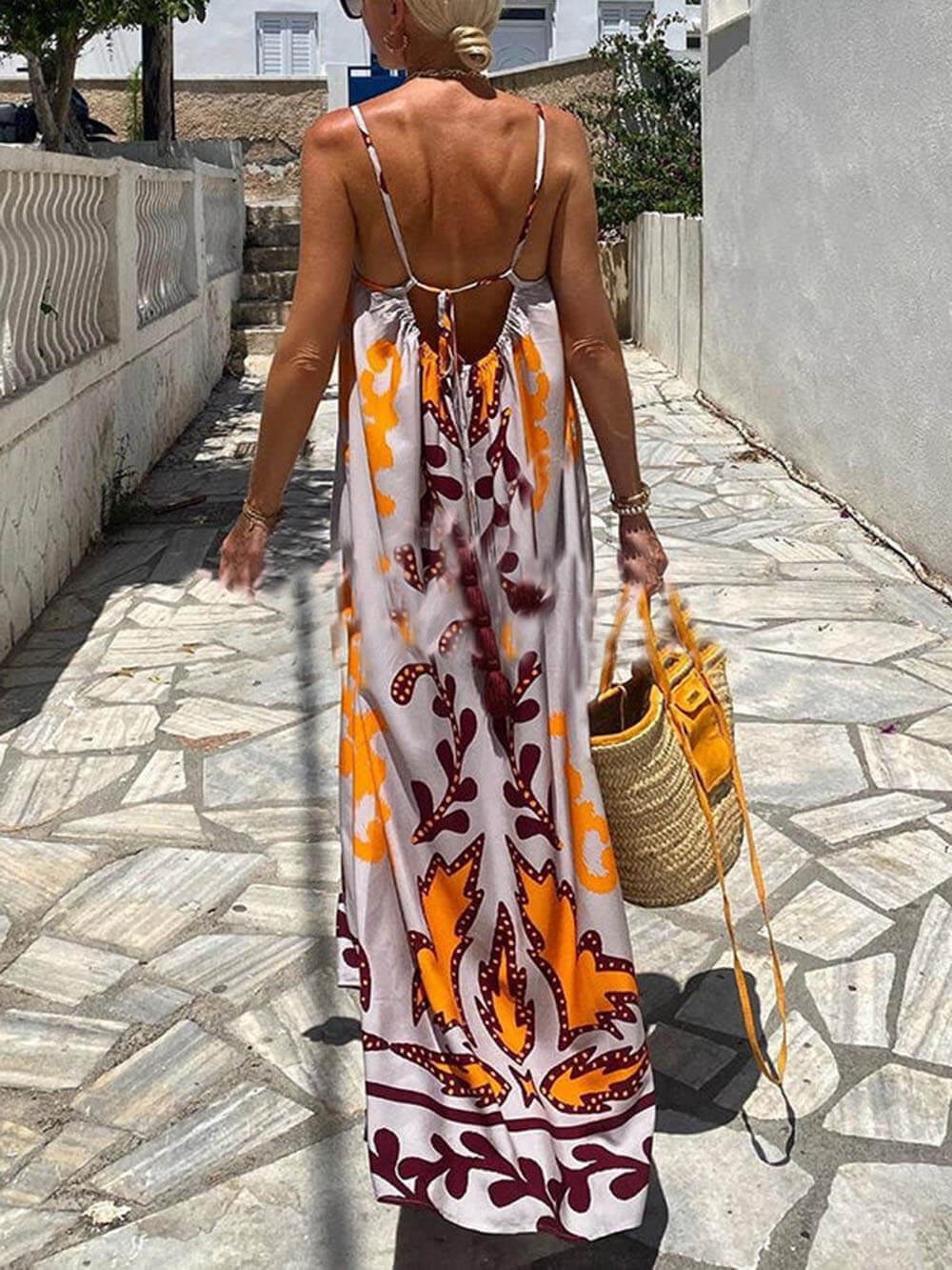Aurohaya Ethnic Printed Loose Cami Maxi Dress
