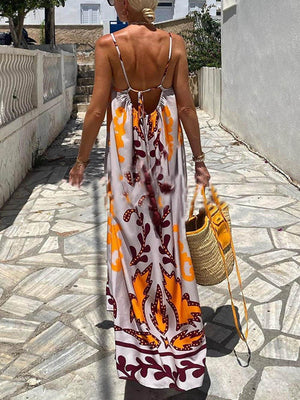 Aurohaya Ethnic Printed Loose Cami Maxi Dress