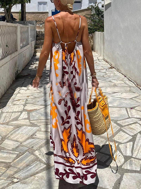 Aurohaya Ethnic Printed Loose Cami Maxi Dress
