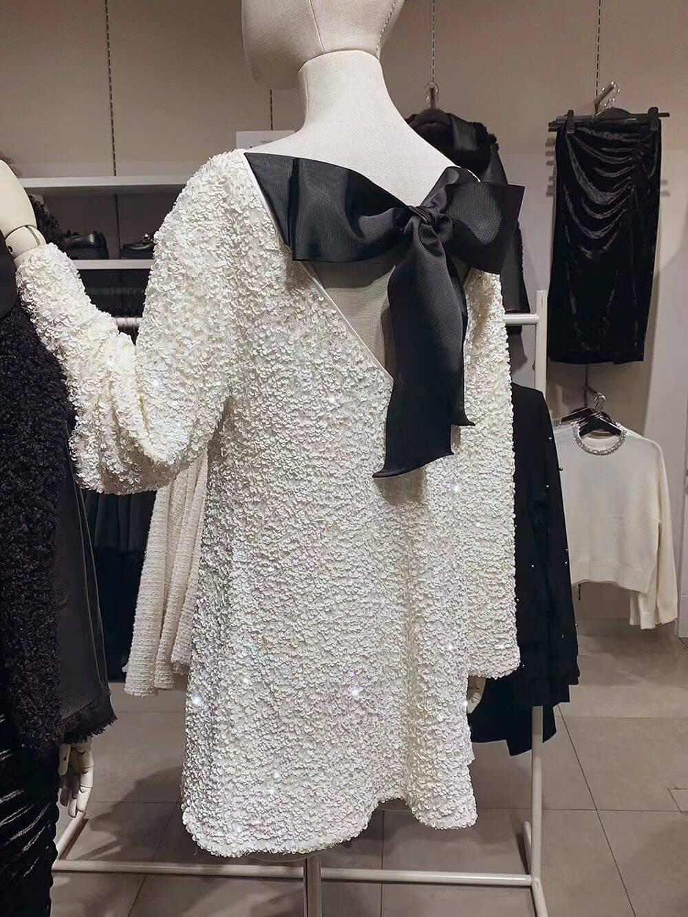 Aurohaya Sequined Tie-back Dress