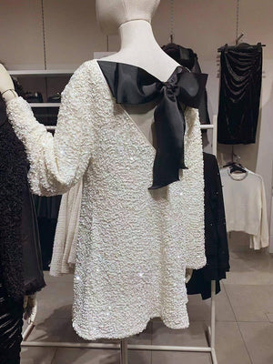 Aurohaya Sequined Tie-back Dress