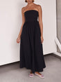 Aurohaya Resort Style Tulare Strapless Midi Dress Navy Blue