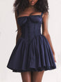 Aurohaya French Navy Corset Mini Dress Navy Blue