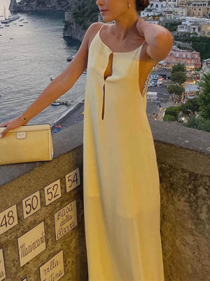Aurohaya Elegant Hollow Backless Maxi Dress