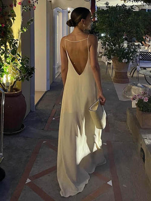 Aurohaya Elegant Hollow Backless Maxi Dress