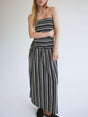 Aurohaya Bandeau With Gathered Seams Flared Hem Dress Black