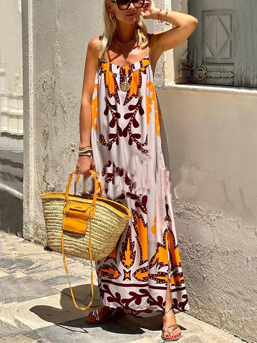 Aurohaya Ethnic Printed Loose Cami Maxi Dress
