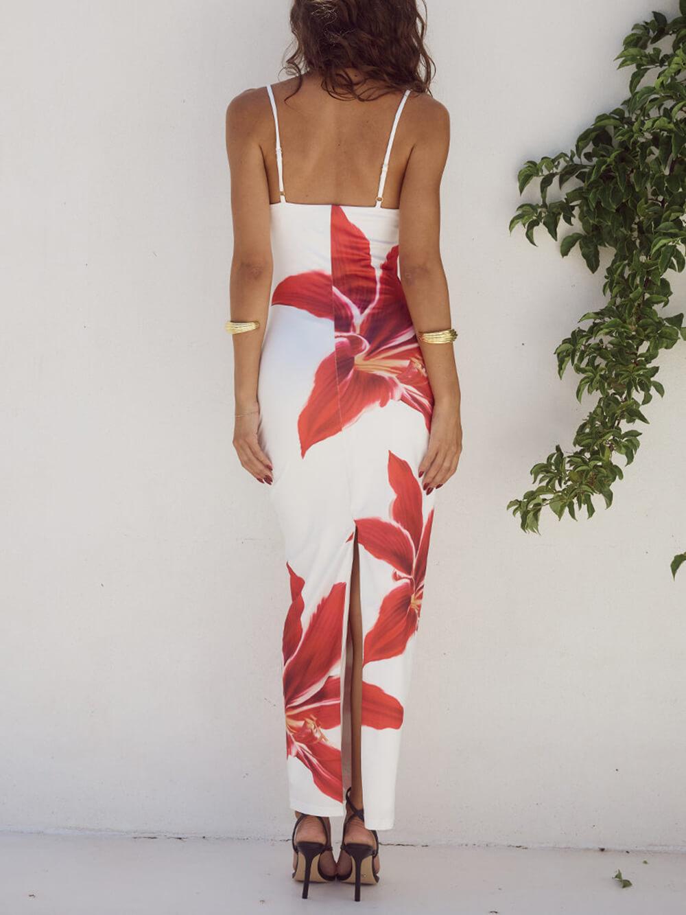 Aurohaya Unforgettable Abstract Floral Print Maxi Dress