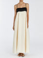 Aurohaya Loose Suspender Black And White Patchwork Maxi Dress Ivory