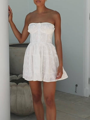 Aurohaya Special Holiday Lace Mini Dress White