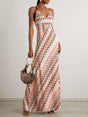 Aurohaya Elegant Crochet Printed Open Back Maxi Dress Multicolor