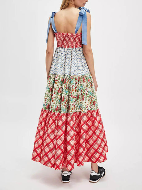 Aurohaya Classic French Fashion Floral Print Slip Dress