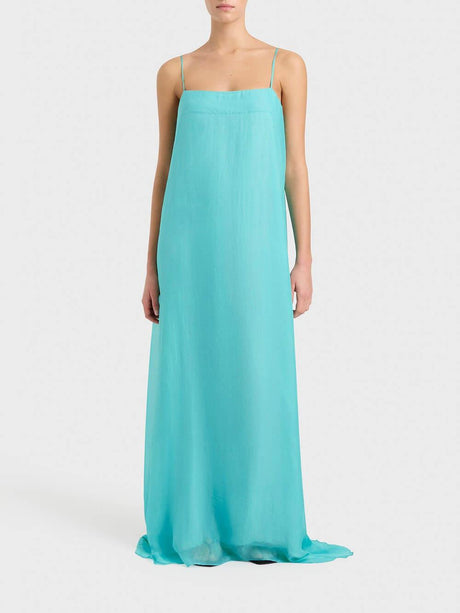 Aurohaya Elegant Spaghetti Straps Elegant Column Maxi Dress Blue