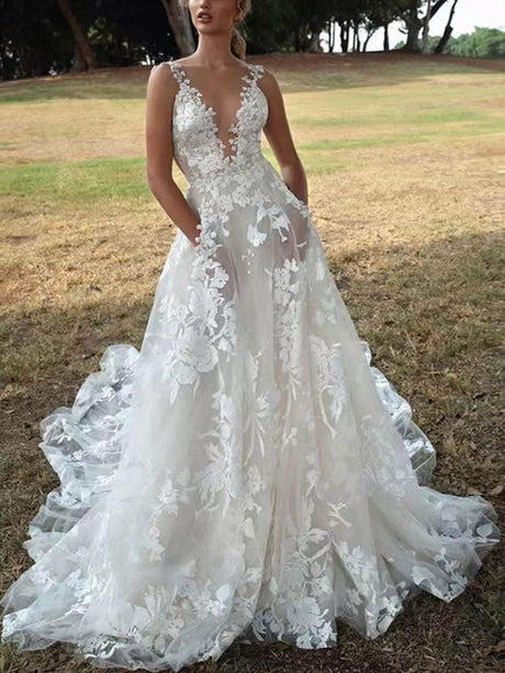 Aurohaya Beautiful Sexy Fluffy Lace Wedding With Suspenders Bridesmaid Maxi Dress White