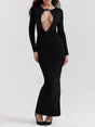 Aurohaya Sexy And Fashionable Hollow Slit Maxi Dress Black