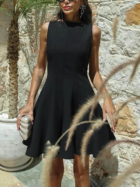 Aurohaya Elegant Sleeveless Fitted Evening Pleated Mini Dress